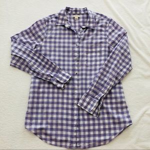 J. Crew purple gingham plaid button down Size S